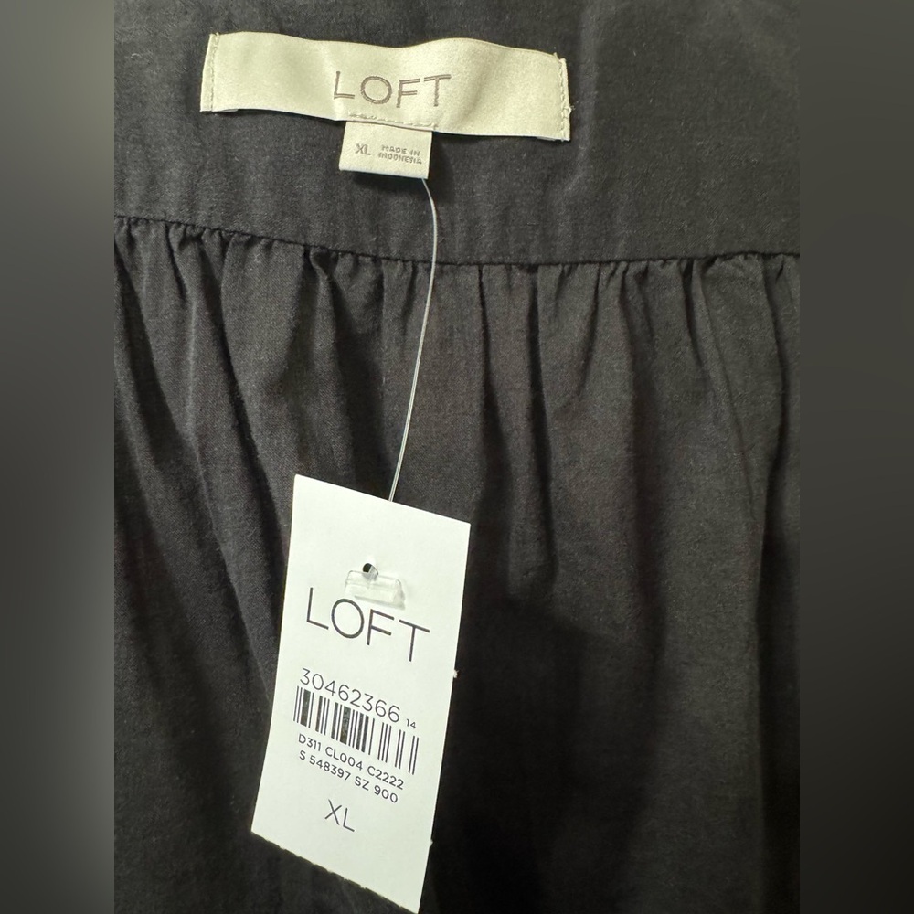 LOFT NWT Black Peasant Style Relaxed Long Sleeve Blouse. - Picture 9 of 9